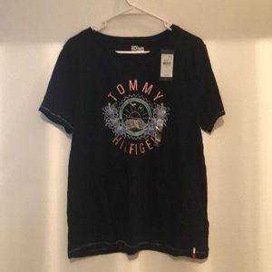 NWT Tommy shirt large black sparkly pink letters